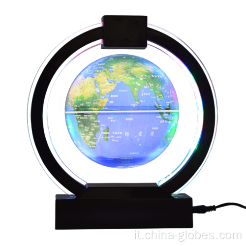Geografia del globo del mondo a levitazione magnetica illuminata